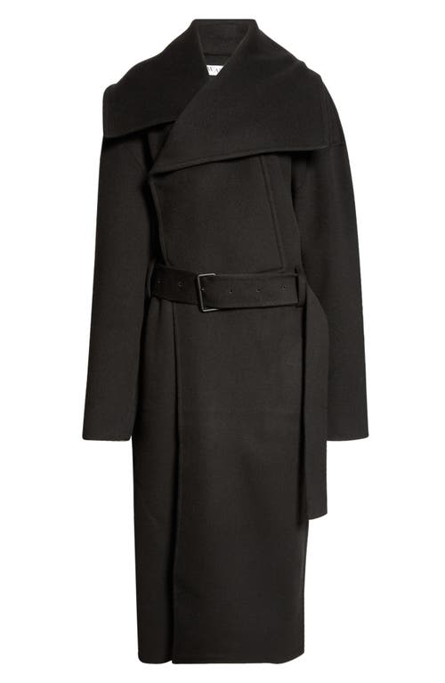 Shop Jw Anderson Longline Belted Wool Wrap Coat In Black