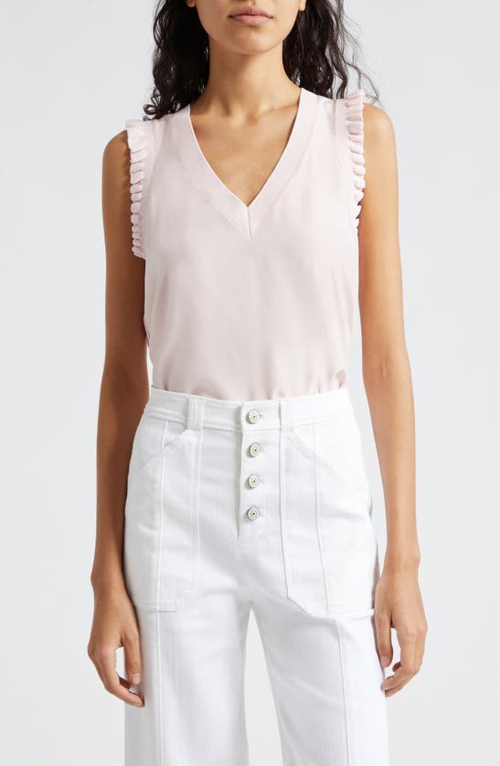 Cinq À Sept Lenore V-neck Silk Blouse In Icy Pink