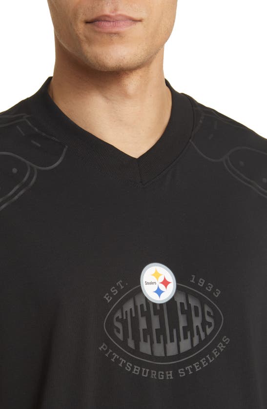 Shop Hugo Boss Boss X Nfl Tackle Graphic T-shirt In Pittsburgh Steelers Black