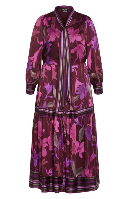 Shop City Chic Suzanne Print Long Sleeve Maxi Dress In Lavish Lily