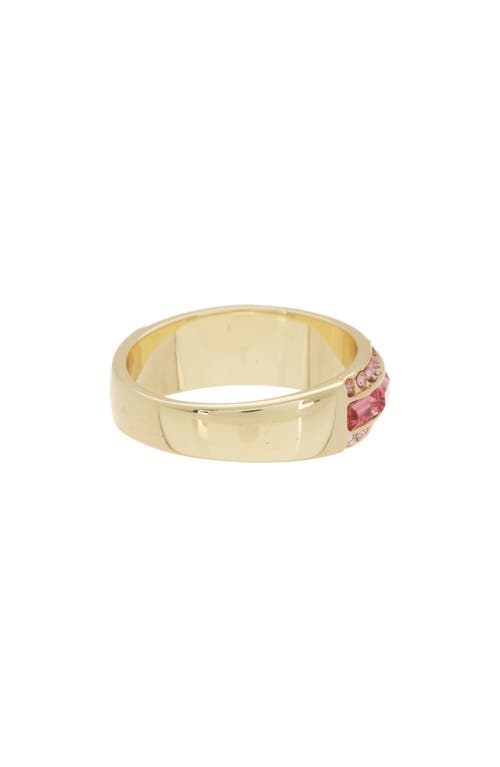 Shop Covet Pink Baguette Cz Eternity Band Ring In Pink/gold