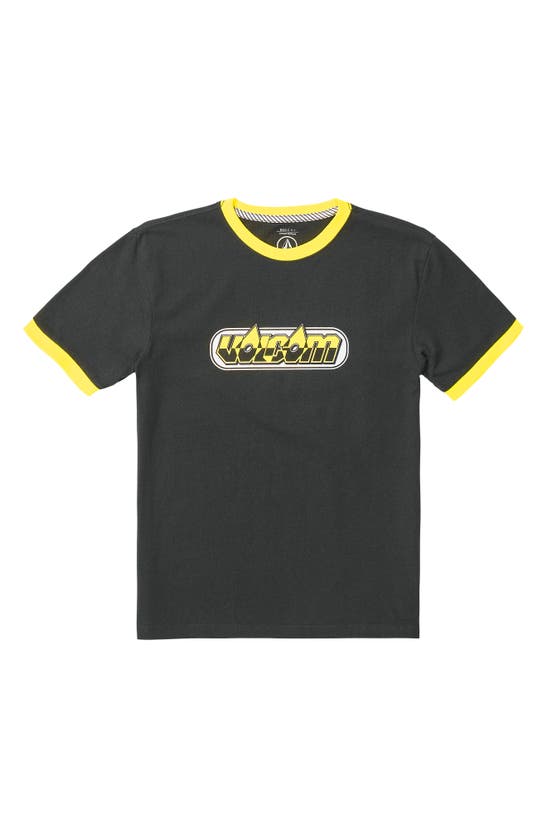 Volcom Kids' Crash Test Cotton Graphic Ringer T-shirt In Stealth