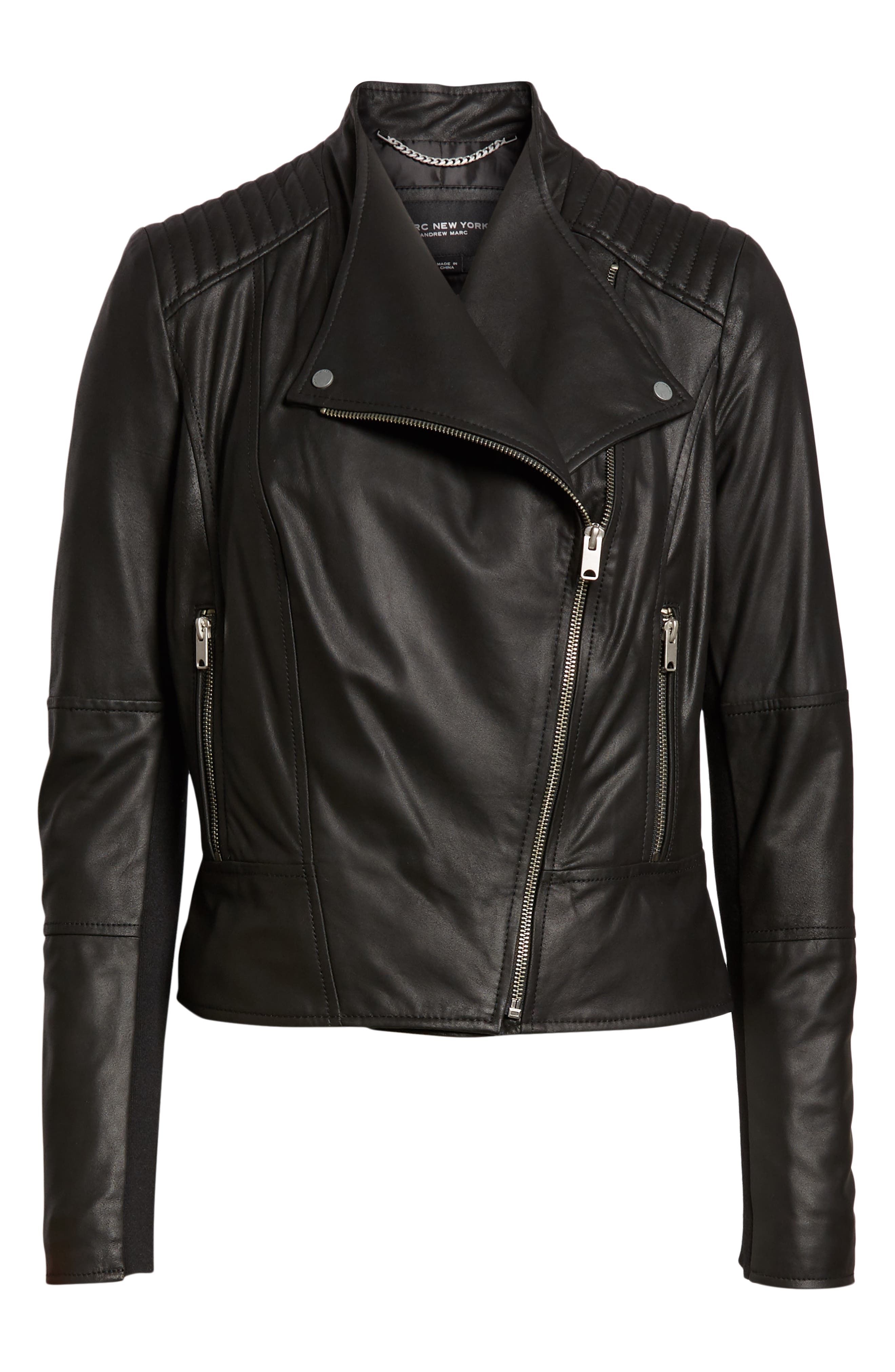 marc new york feather leather moto jacket