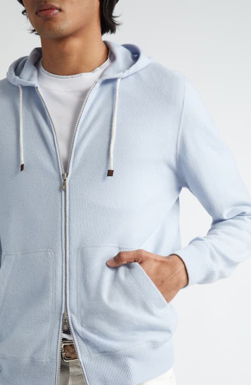 Shop Brunello Cucinelli Two-way Zip Cashmere Hoodie In Cxb49 Atlantic/nebbia