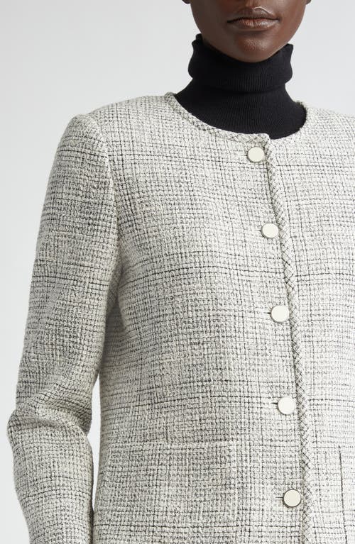 Shop Lafayette 148 New York Patch Pocket Tweed Jacket In Cloud Multi