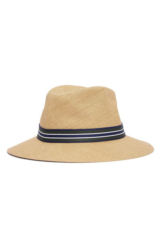 Shop Barbour Rothbury Woven Fedora In Tan/ Classic