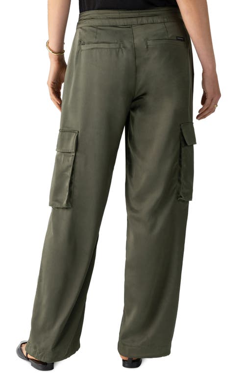 Shop Sanctuary Eve Drawstring Satin Cargo Pants In Dark Olive