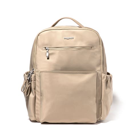 Beige laptop backpack best sale