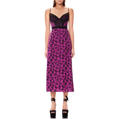 Afrm Bruna Lace Detail Midi Dress, Purple