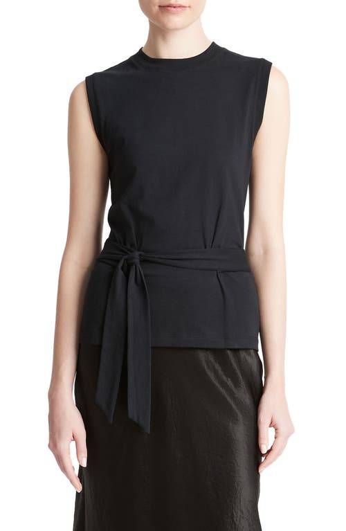 Vince Sleeveless Belted Cotton Top at Nordstrom,