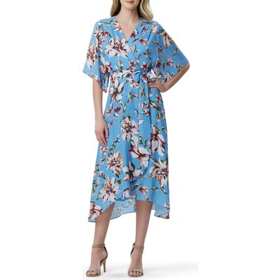 Tahari Faux Wrap Midi Dress, Blue