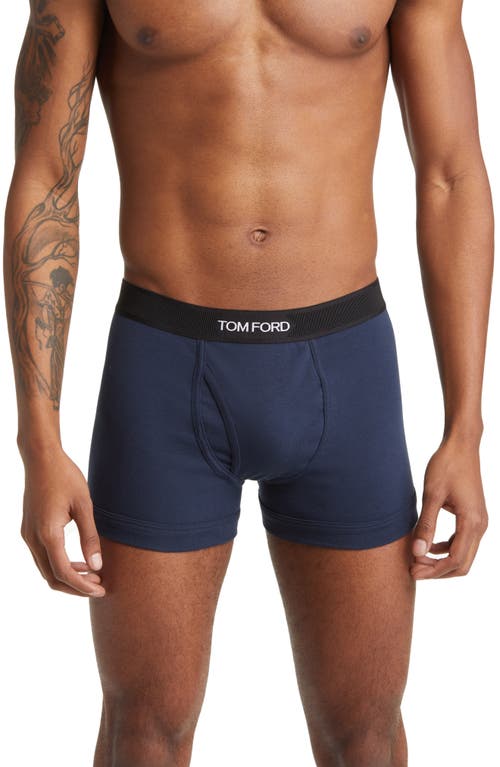 Cotton Stretch Jersey Boxer Briefs in Navy