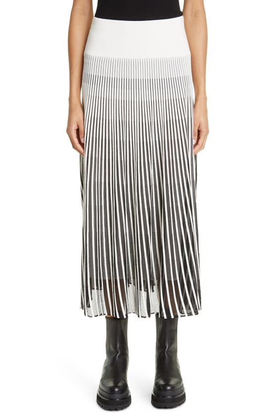 Maria Mcmanus Stripe Pleated Midi Skirt In Ivory