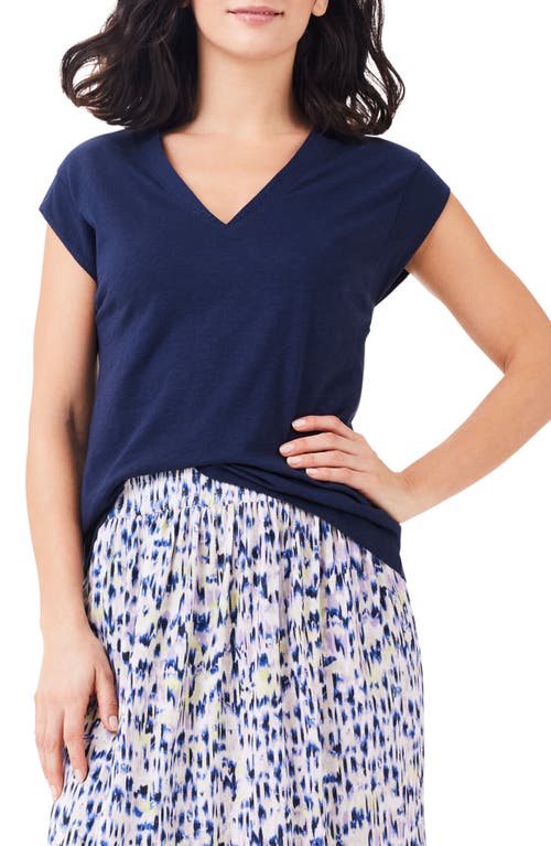 Cap Sleeve V-Neck Top in Dark Indigo