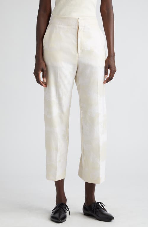 Cheval Jacquard Wool Crop Pants in Limestone Print