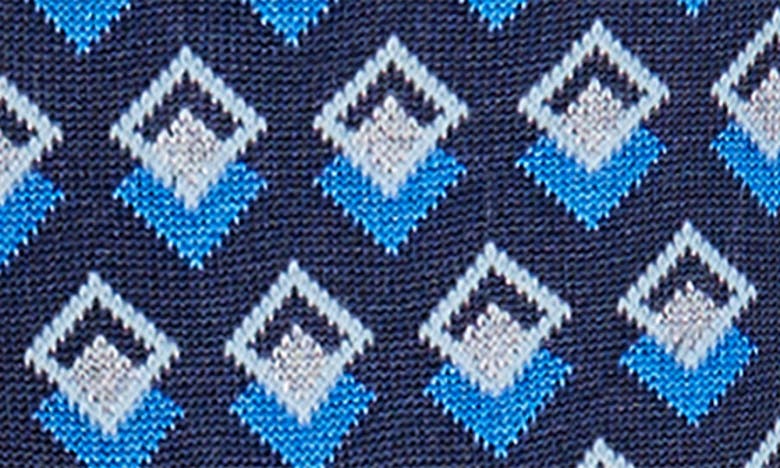 Shop Bugatchi Double Diamond Mercerized Cotton Blend Dress Socks In Navy