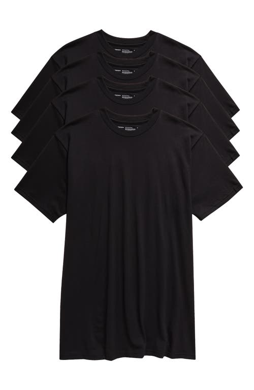 Shop Nordstrom Regular Fit 4-pack Supima® Cotton T-shirts In Black