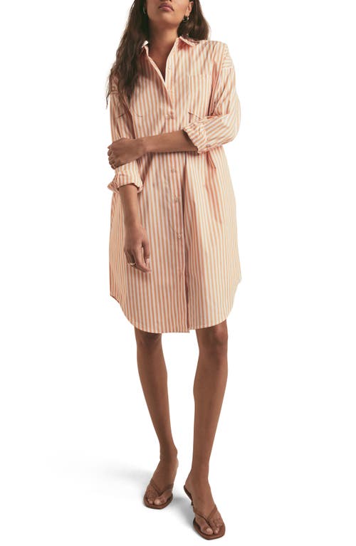 The Tell Me About It Stripe Long Sleeve Shirtdress in Creamsicle Stripe