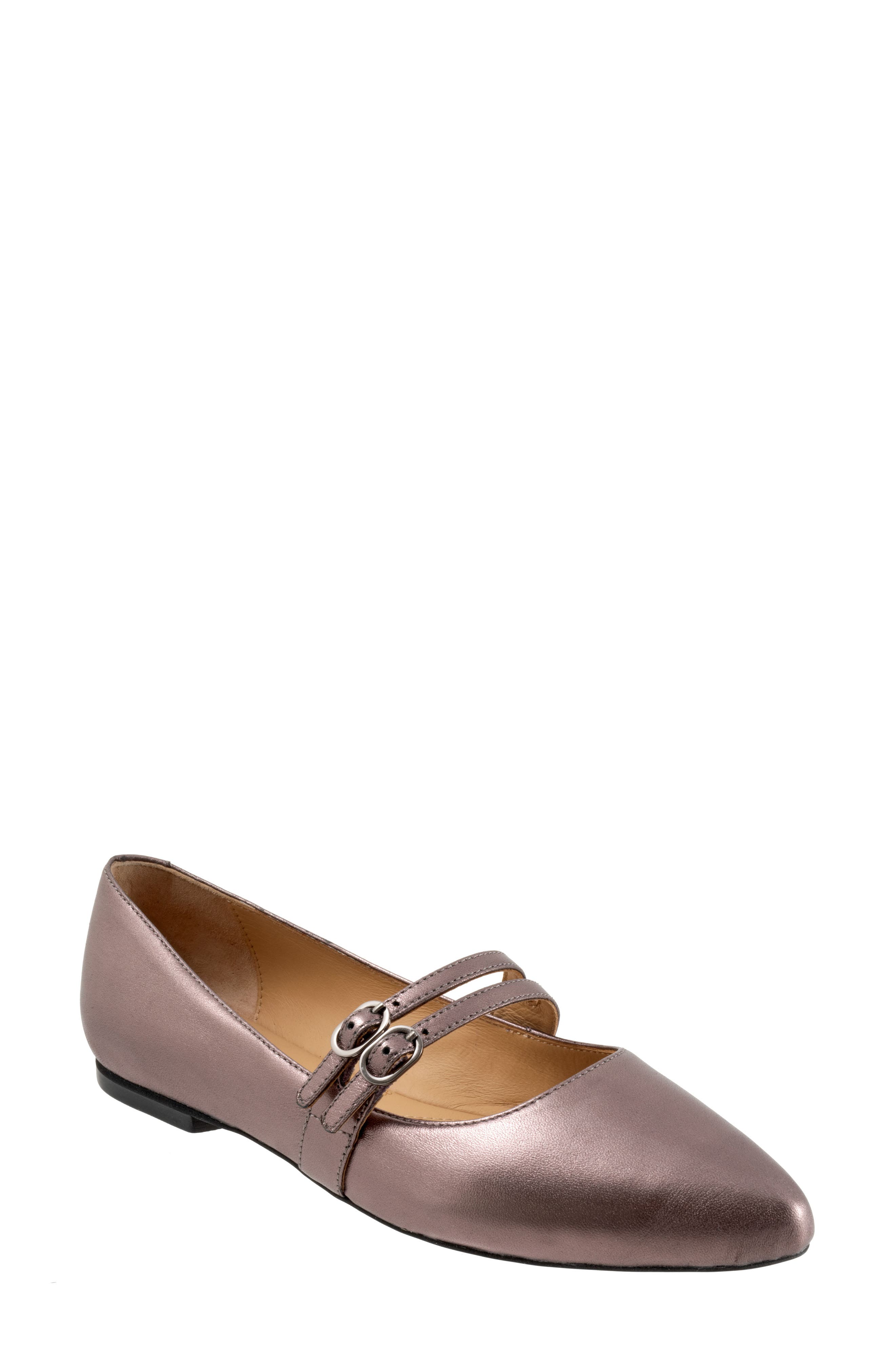 Trotters Emerald Pointed Toe Mary Jane Flat in Rose Pewter Cover