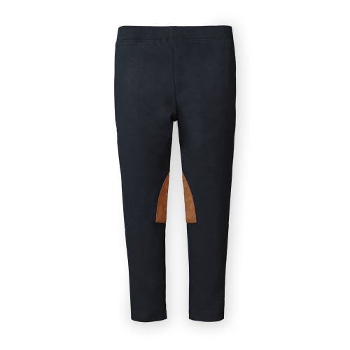 Hope & Henry Girls' Ponte Riding Pant, Infant In Black With Brown Faux Suede