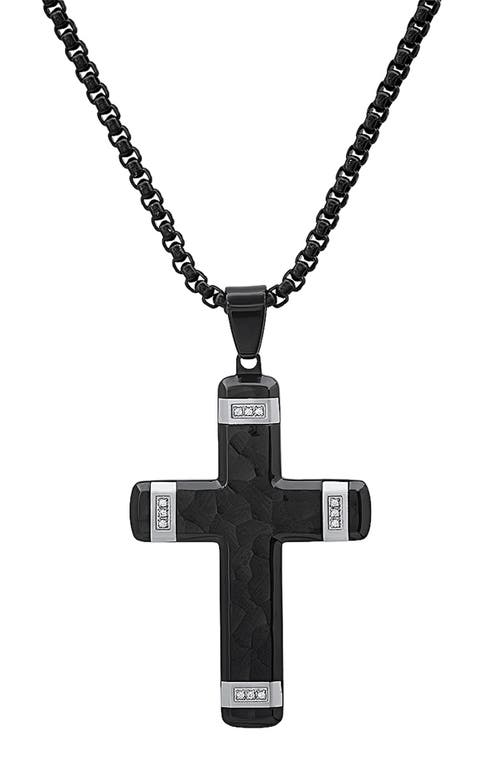 Shop Hmy Jewelry Two-tone Cross Pendant Necklace In Silver/black