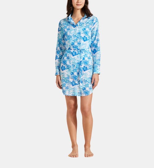 VILEBREQUIN TAHITI FLOWERS COTTON VOILE SHIRT DRESS 