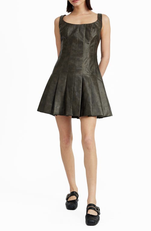 En Saison Drew Faux Leather Minidress in Dark Brown 