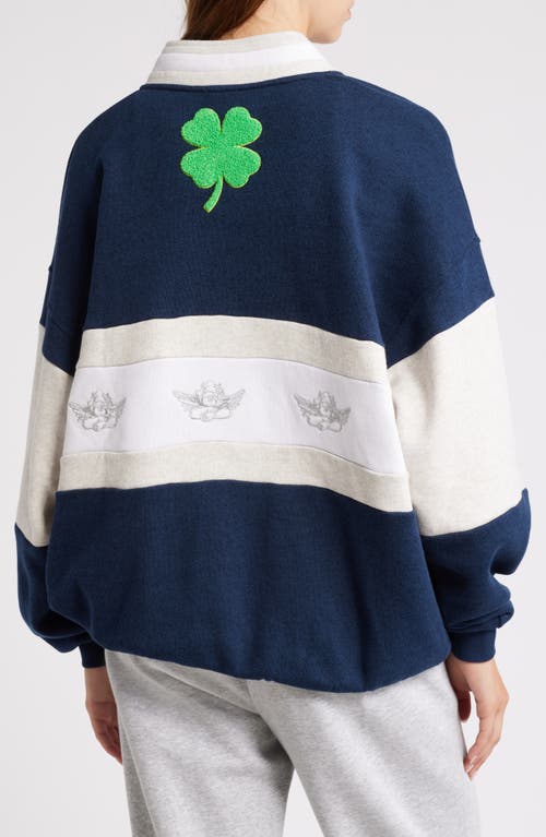 Boys Lie Better Luck Next Time Stripe Graphic Henley Sweatshirt In Navy