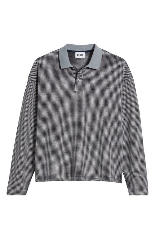 Shop Krost Houndstooth Jacquard Long Sleeve Knit Polo In Glacier Gray