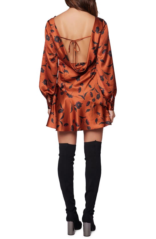 Shop Lost + Wander Sepia Dahlia Floral Long Sleeve Minidress In Brown Floral