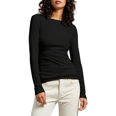 Michael Stars Kristen Long Sleeve Crewneck Tee, Size One Size - Black
