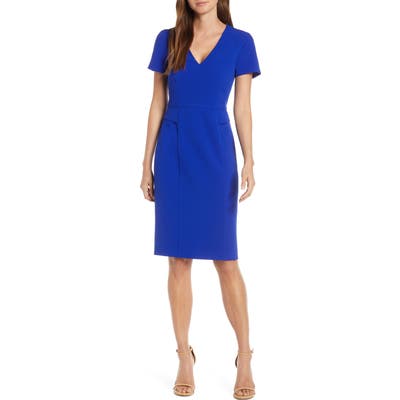 Harper Rose Short Sleeve V-Neck Sheath Dress, Blue