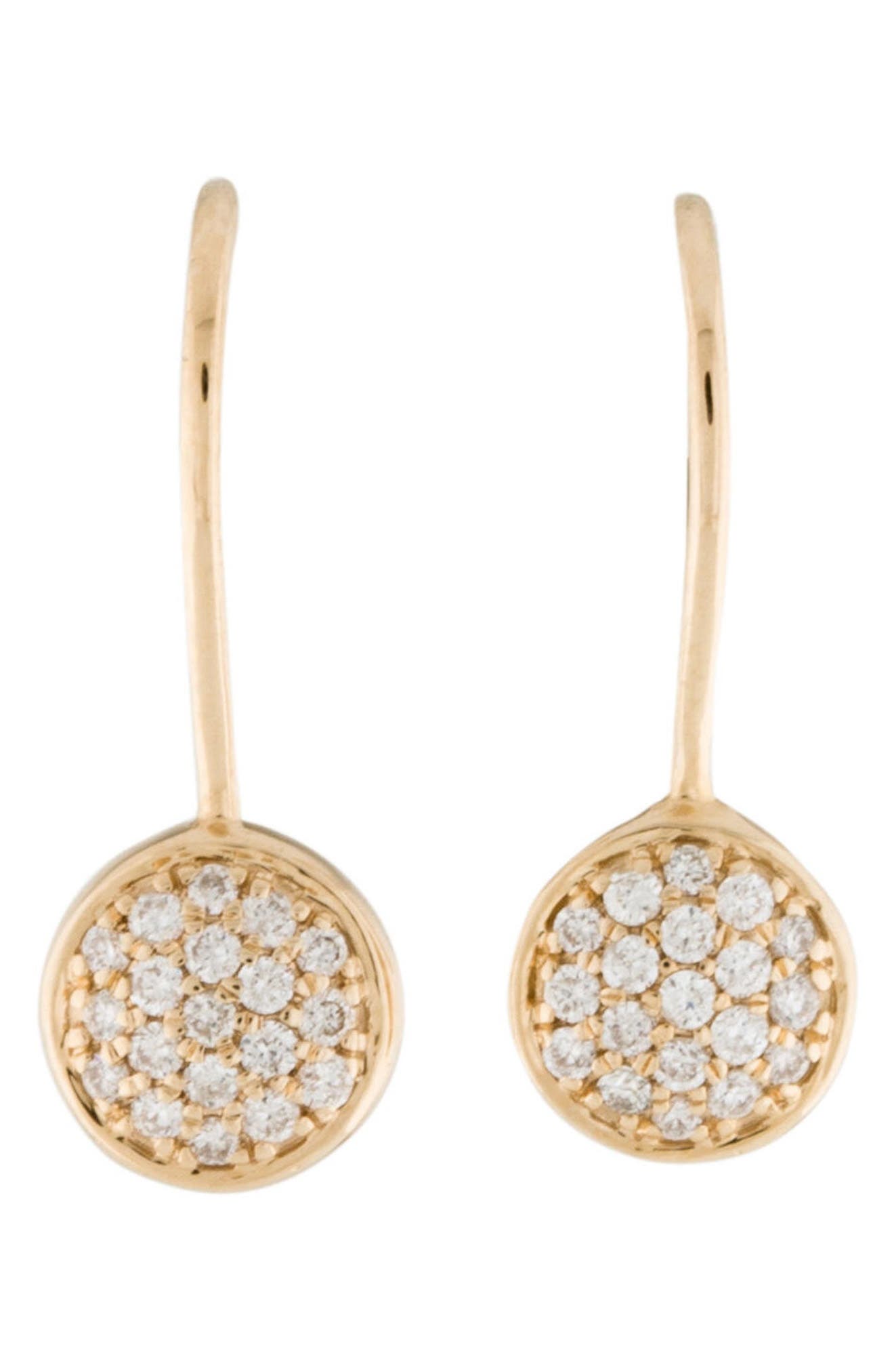 Adornia Fine 14k Gold Pave Diamond Disc Drop Earrings In Yellow