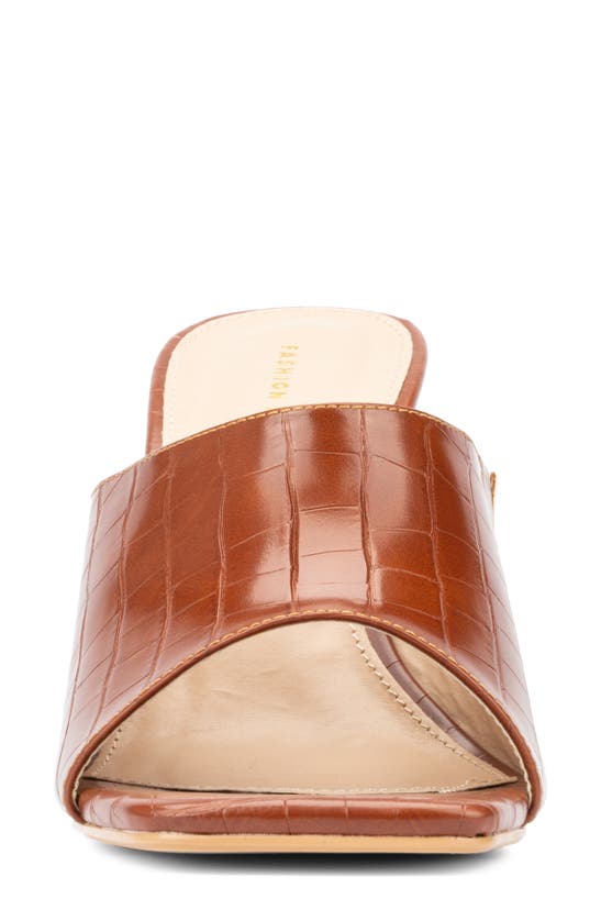 Fashion To Figure Raina Croc Embossed Wedge Sandal In Cognac