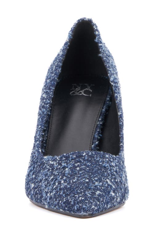 New York And Company Belle Reptile Embossed Pump In Navy Boucle