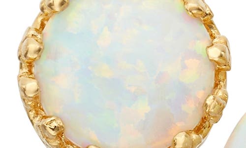 Fzn 14k Gold Plate Sterling Silver Stud Earrings In Opal-yellow