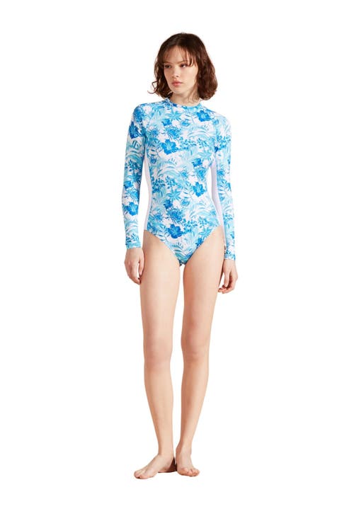 Shop Vilebrequin Tahiti Flowers Uv Protection One-piece Rashguard In Blanc