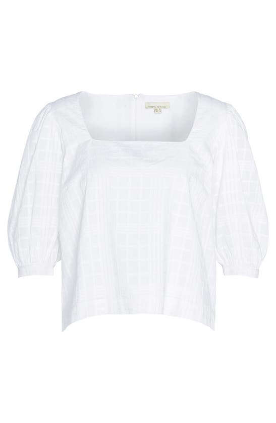 Shop Barbour Macy Textured Cotton Puff Sleeve Top In White