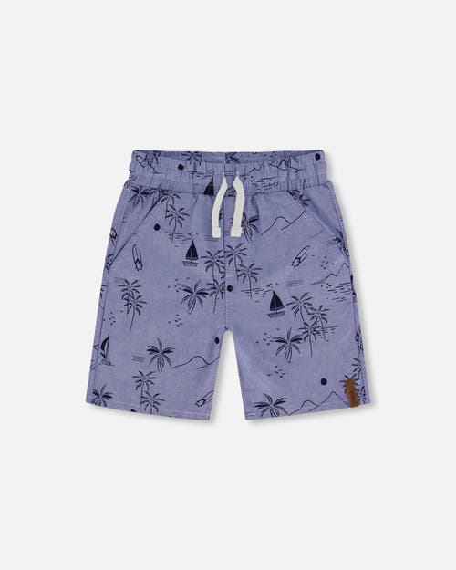 Deux Par Deux Boy's Chambray Short Blue Printed Beach at Nordstrom