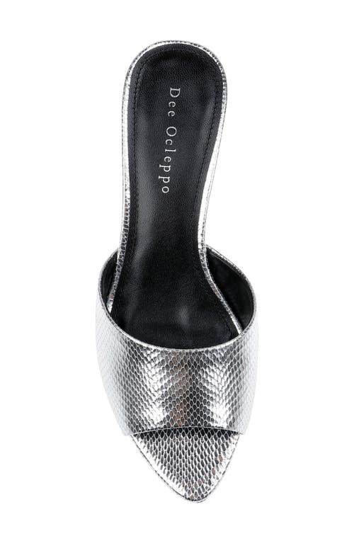 Shop Dee Ocleppo Bogota Pointed Toe Slide Sandal In Silver Leather