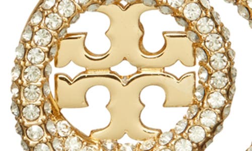 Shop Tory Burch Miller Pavé Crystal Circle Logo Stud Earrings In Tory Gold/crystal