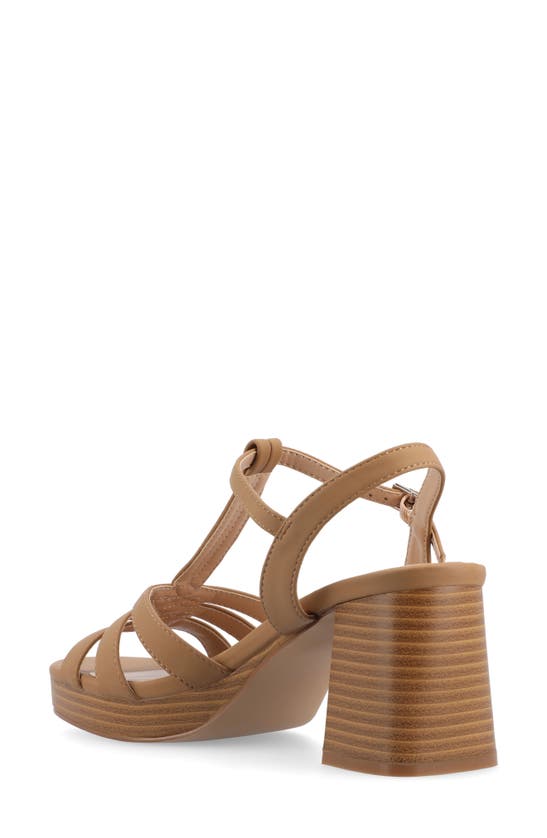 Shop Journee Collection Alyce Block Heel T-strap Platform Sandal In Tan