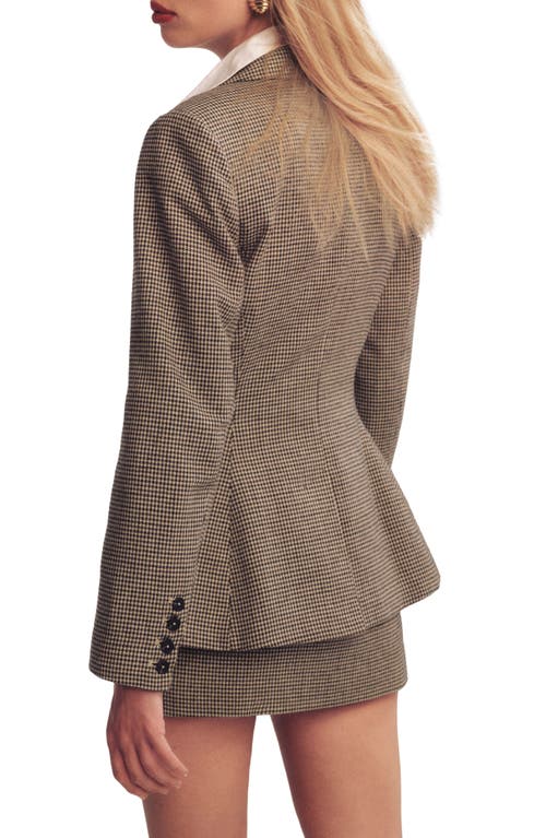 Reformation Bondi Houndstooth Blazer In Tan Houndstooth