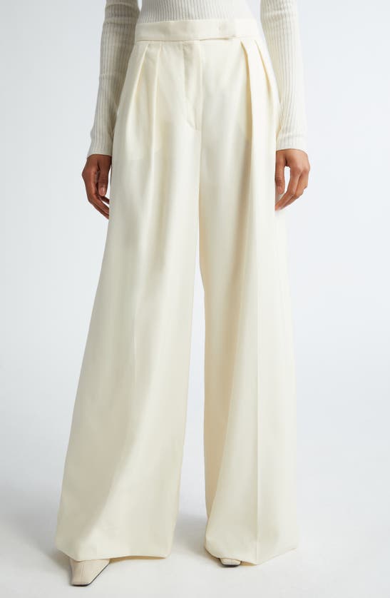 Max Mara Piomo Virgin Wool Wide Leg Pants In Vanilla