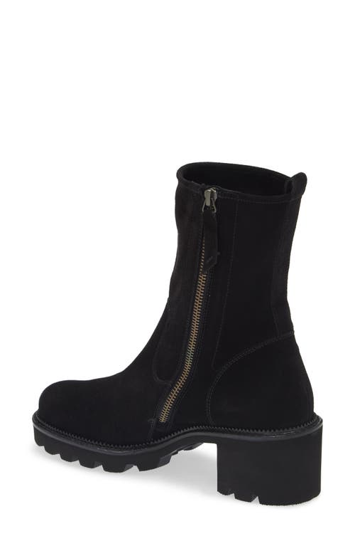 Paul Green Wanda Lug Sole Utility Boot In Black Soft Suede