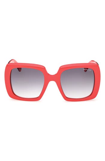 Moncler 53mm Square Sunglasses In Shiny Red/gradient Smoke