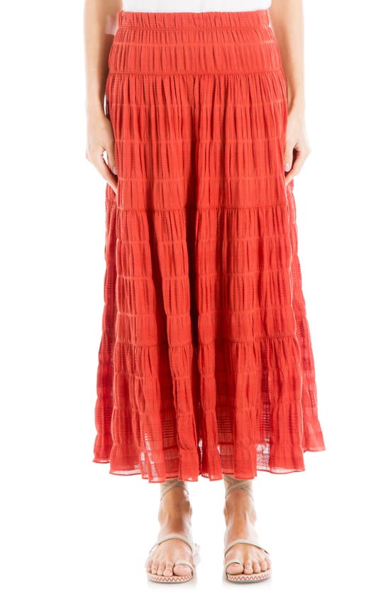 Shop Max Studio Textured Midi Skirt In Terracotta