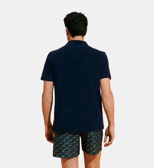 Shop Vilebrequin Solid Terry Polo In Bleu Marine