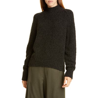 Vince Textured Sleeve Wool, Silk & Cashmere Turtleneck Sweater, Green