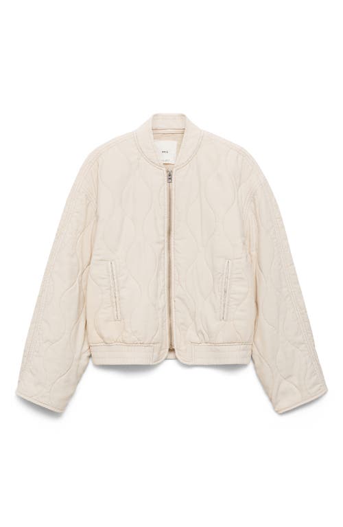 Shop Mango Quilted Bomber Jacket In Ecru